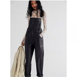 Women’s We The Free Black vegan leather Overalls size S